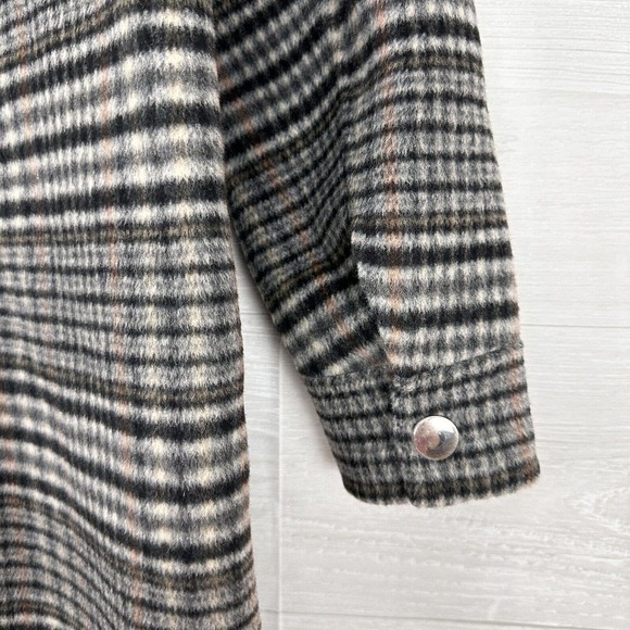 Rails Jaro Long Coat Womens Medium Onyx Taupe Plaid Wool Blend Oversized $425 - Picture 10 of 16